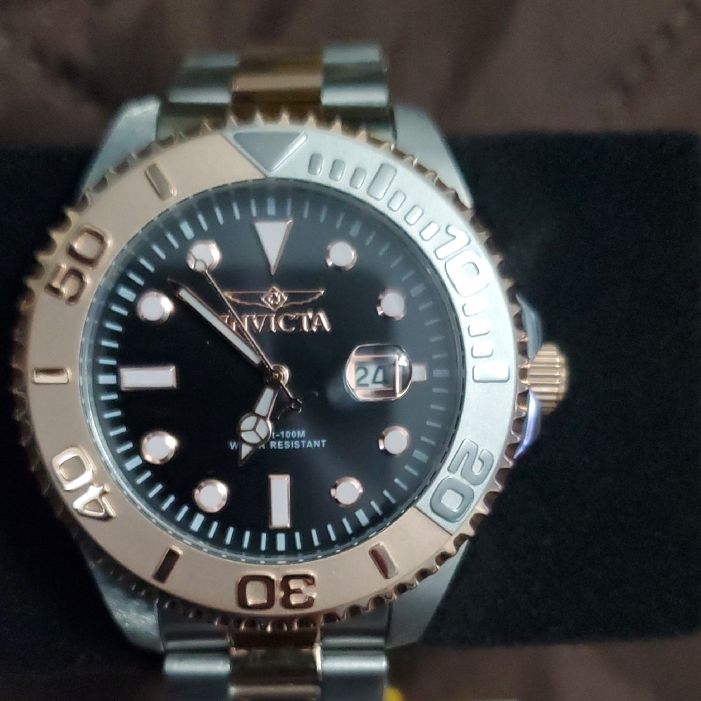 Invicta Two-Tone Gold & Silver Dive Watch with Black Dial